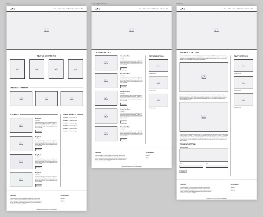Low-fidelity wireframes